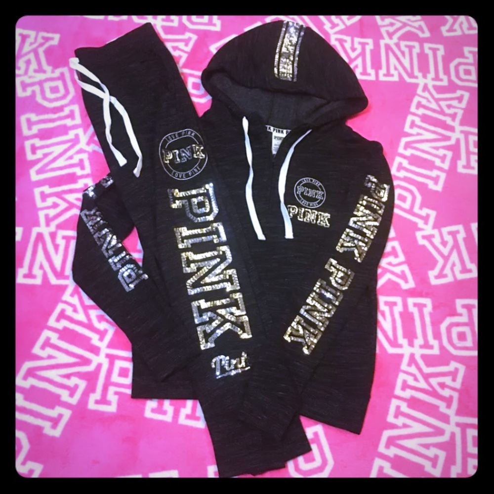 PINK Black And Silver Bling Set